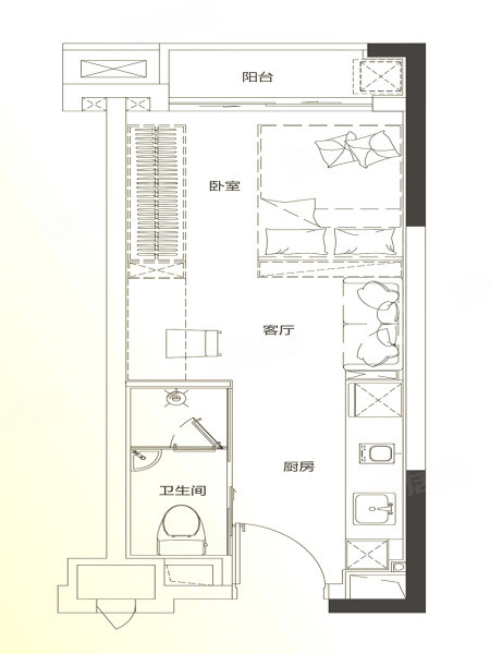 汇邦名都花园1室1厅1卫33㎡南100万