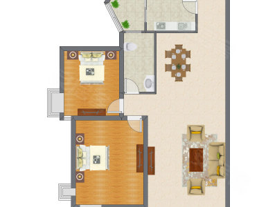 2室2厅 131.00平米户型图