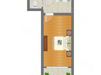 1室0厅 36.44平米户型图