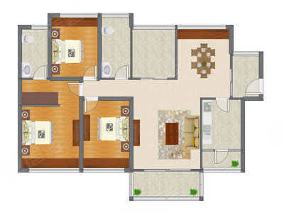 3室2厅 99.00平米户型图