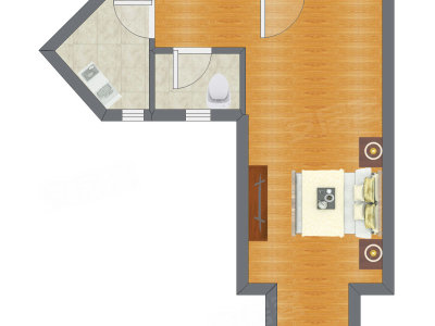 1室0厅 47.38平米户型图