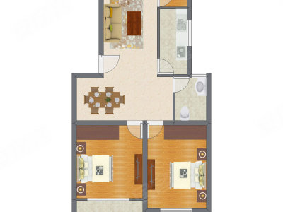 2室2厅 92.15平米户型图