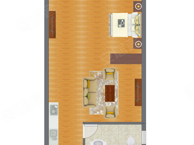 1室1厅 47.17平米户型图