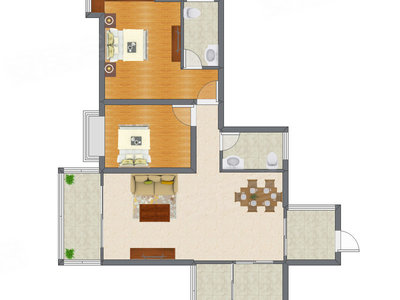 2室2厅 108.98平米户型图