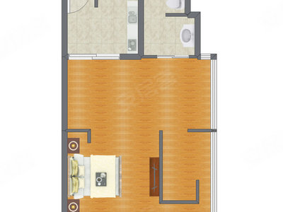1室0厅 76.34平米户型图
