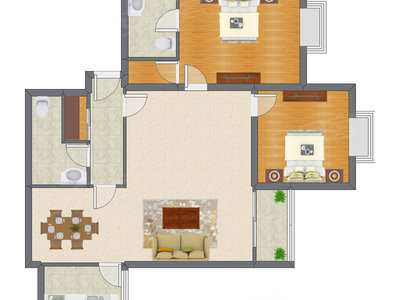 2室2厅 139.79平米户型图
