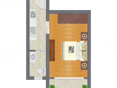 1室0厅 39.33平米户型图