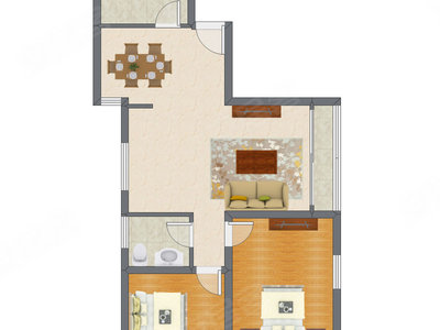 2室2厅 95.80平米户型图