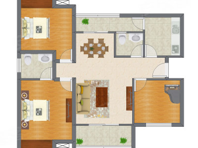 2室2厅 94.75平米户型图