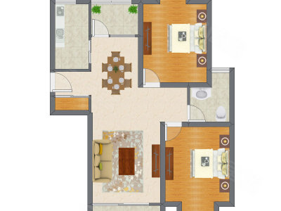 2室2厅 101.62平米户型图