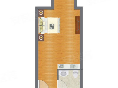 1室0厅 42.57平米户型图
