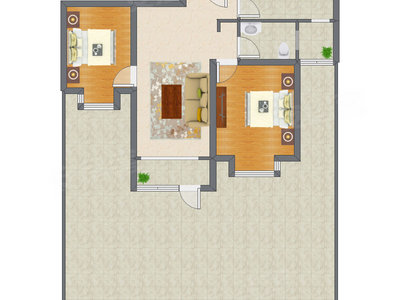 2室1厅 95.25平米户型图