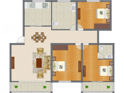 3室2厅 144.45平米