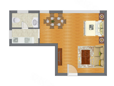 1室0厅 34.23平米户型图
