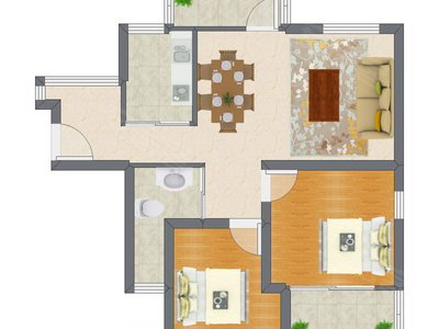 2室2厅 80.29平米户型图