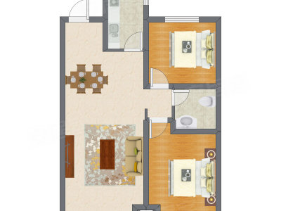 2室2厅 78.32平米户型图