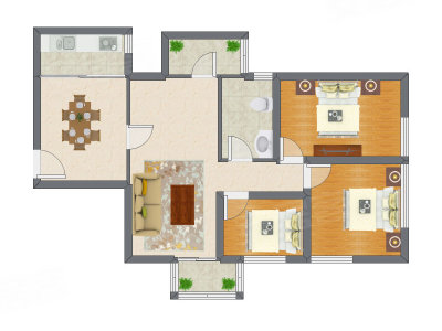 3室2厅 108.92平米户型图