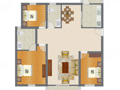 3室2厅 93.63平米