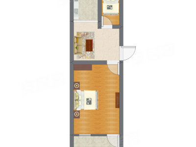 2室1厅 28.31平米户型图