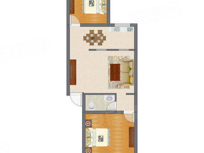 2室2厅 69.65平米户型图
