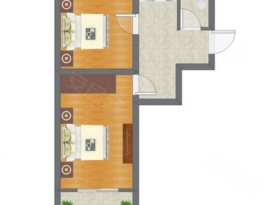 2室1厅 50.50平米