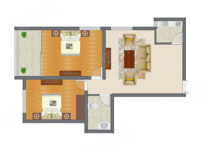 2室1厅 104.54平米户型图