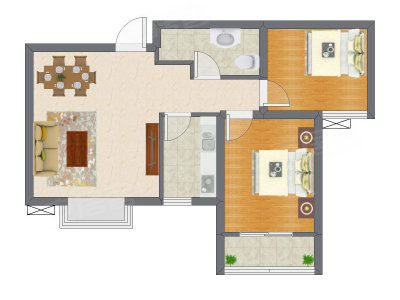 2室2厅 85.12平米户型图