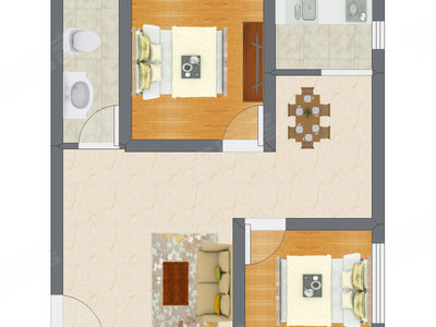 2室2厅 58.50平米户型图