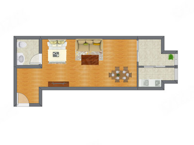 1室0厅 43.45平米户型图