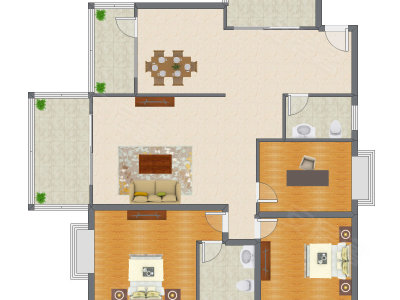 3室2厅 133.47平米户型图