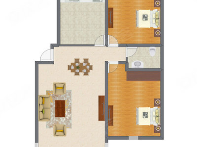 2室2厅 98.64平米
