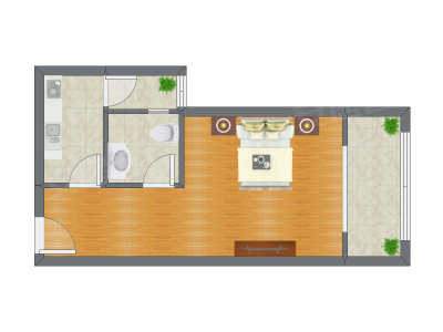 1室0厅 52.44平米户型图