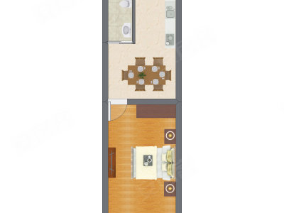 1室1厅 25.72平米户型图