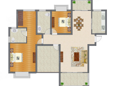 2室2厅 143.00平米户型图