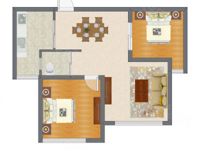 2室2厅 97.52平米户型图