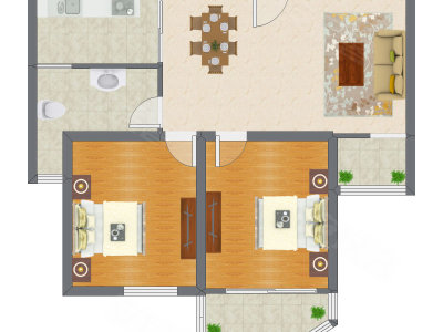 2室2厅 85.83平米户型图
