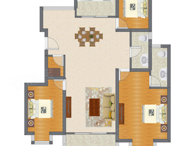 3室2厅 123.18平米户型图