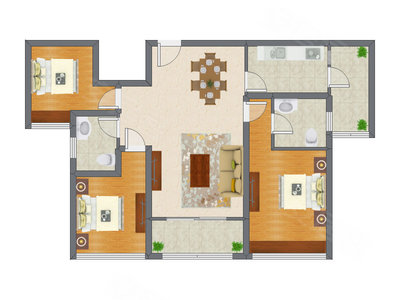 3室2厅 99.85平米户型图