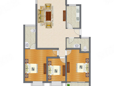 3室1厅 95.28平米户型图