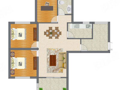 3室2厅 95.50平米户型图