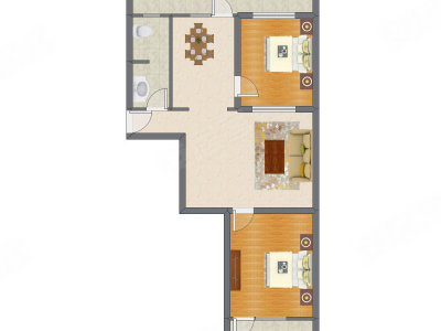 2室2厅 95.08平米户型图