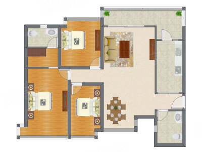 3室2厅 134.70平米户型图