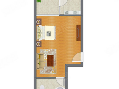 1室0厅 55.23平米户型图
