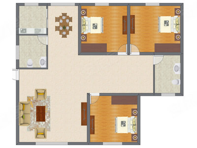 3室2厅 134.59平米户型图