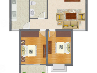 2室1厅 83.84平米