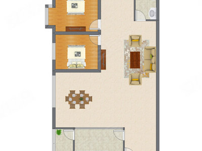 2室2厅 141.81平米户型图