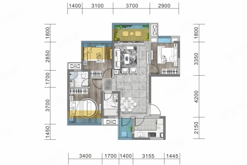金成德信锦绣天成3室1厅96㎡90万二手房图片