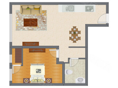 1室2厅 83.45平米户型图