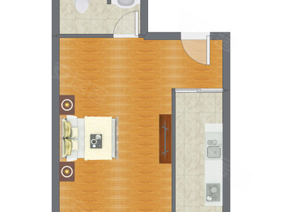 1室0厅 53.93平米户型图
