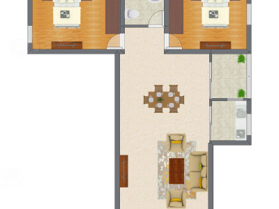 2室2厅 79.44平米户型图